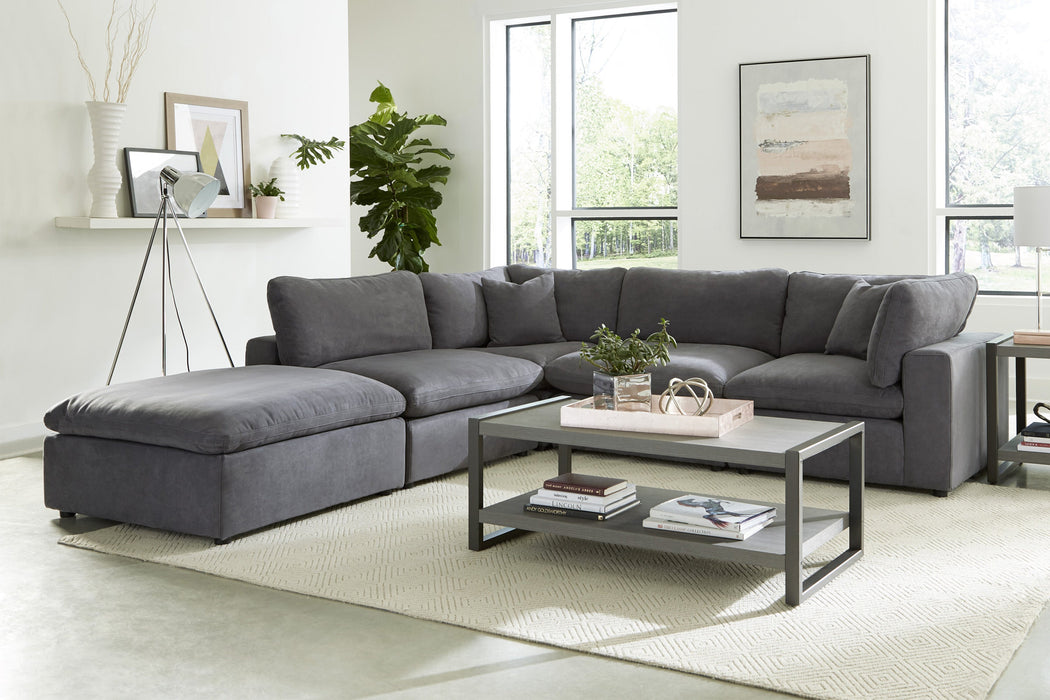 Guthrie Gray Modular 5-Piece Modular Sectional with Ottoman