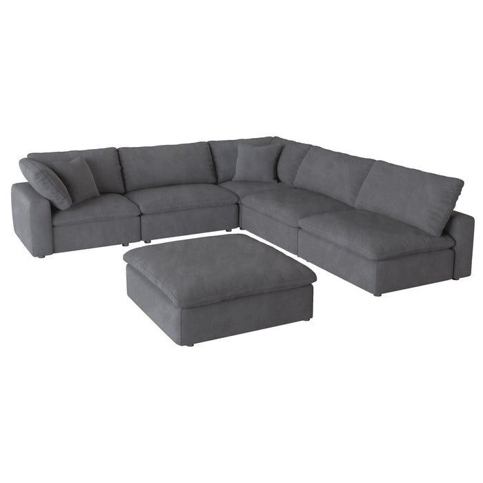 Guthrie Gray Modular 6-Piece Modular Sectional with Ottoman