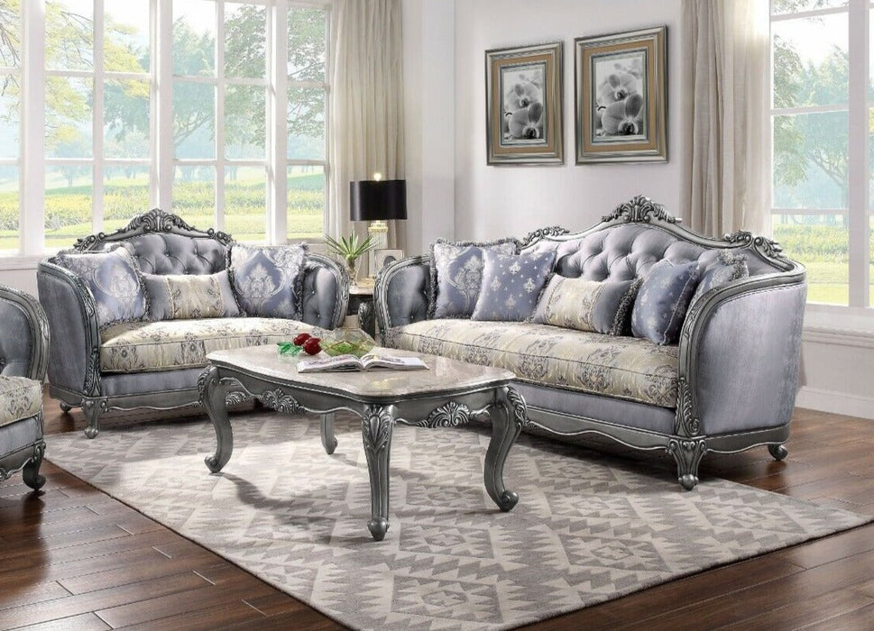 Ariadne Platinum Solid Wood Living Room Set
