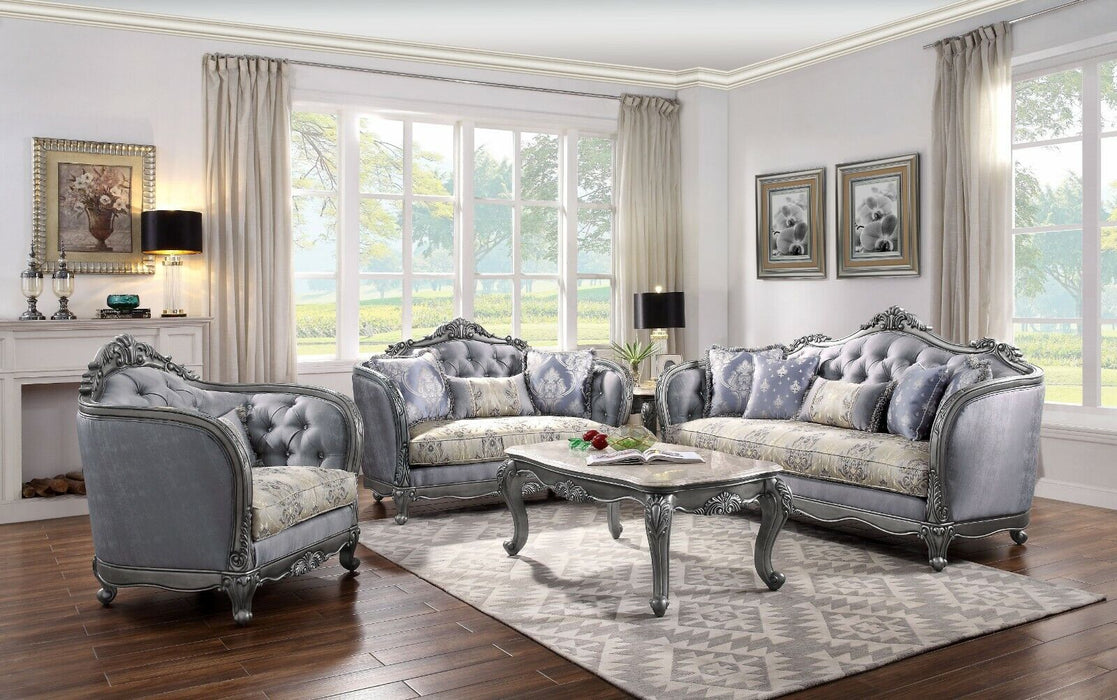 Ariadne Platinum Solid Wood Living Room Set