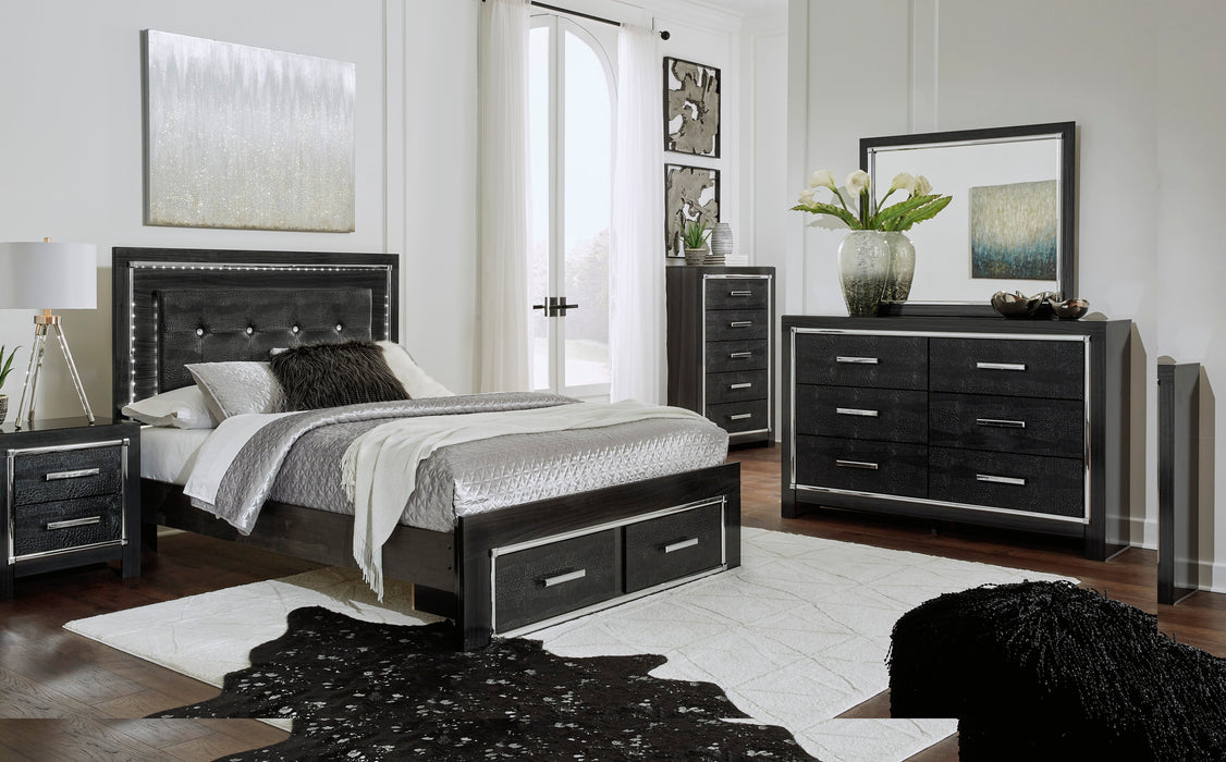 Kaydell Black LED Storage Platfom Bedroom Set