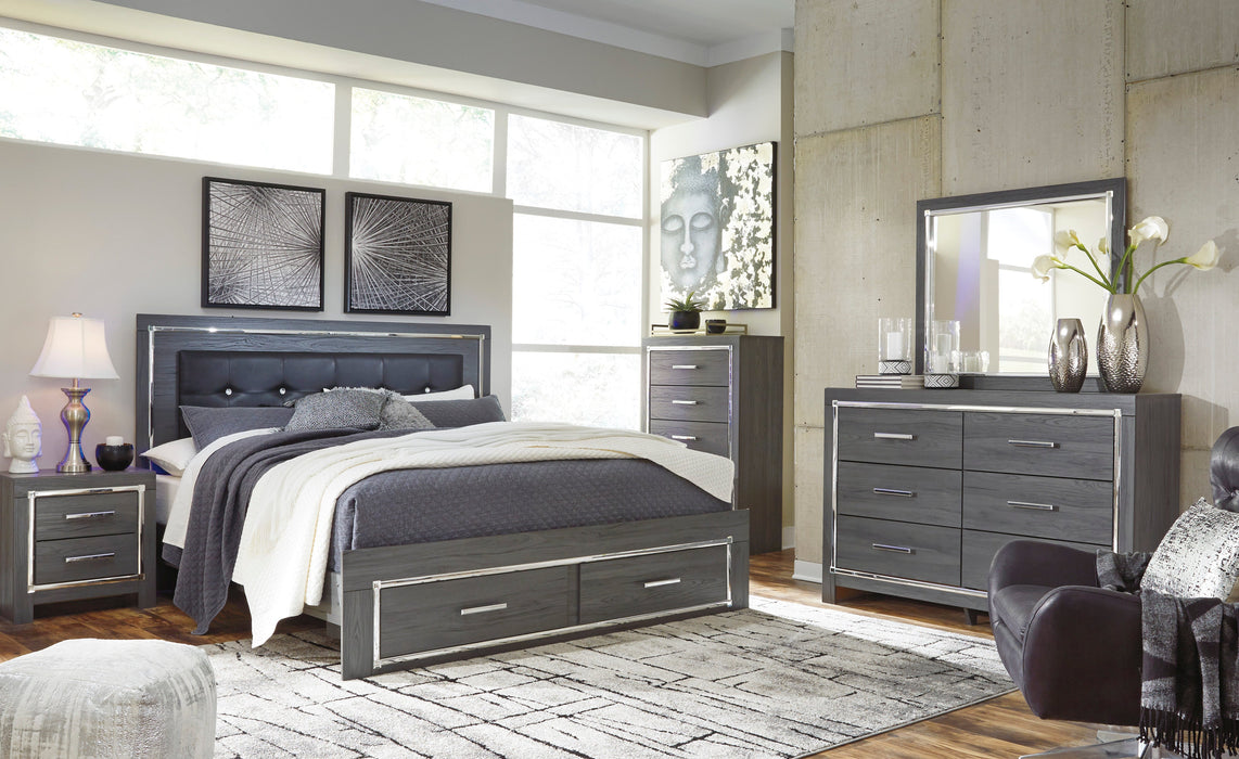 Lodanna Gray LED Footboard Storage Bedroom Set