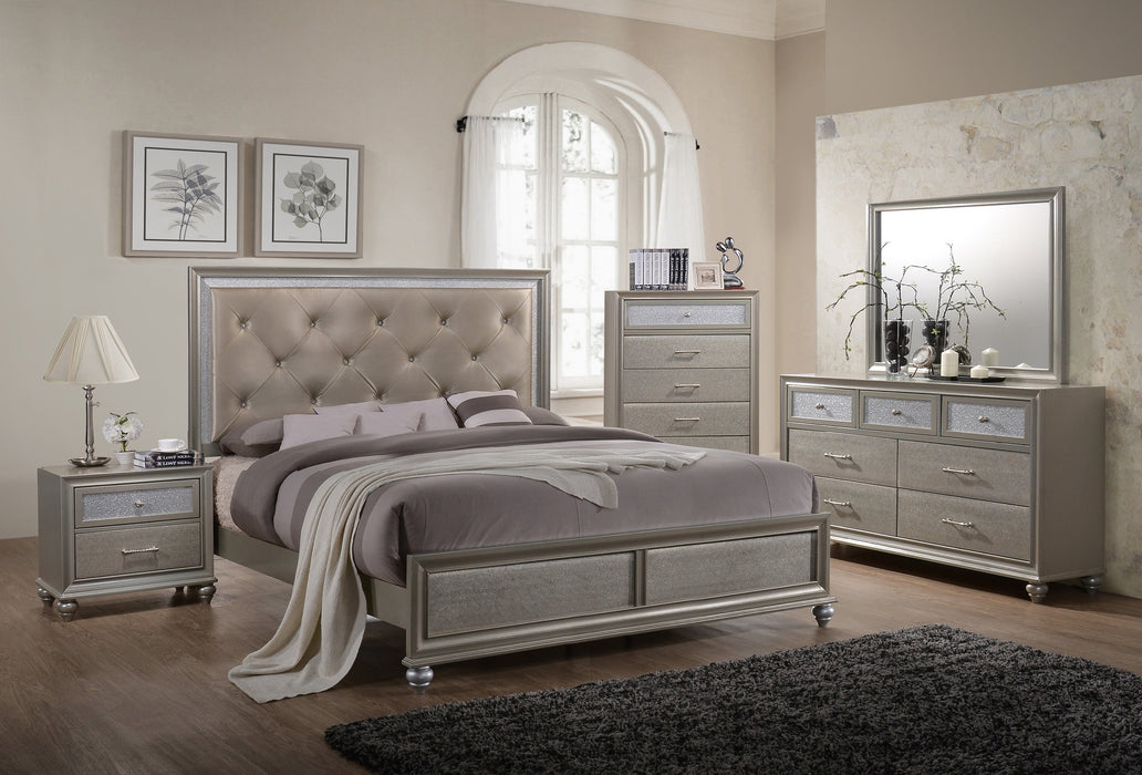 Lila Champagne Upholstered Panel Bedroom Set