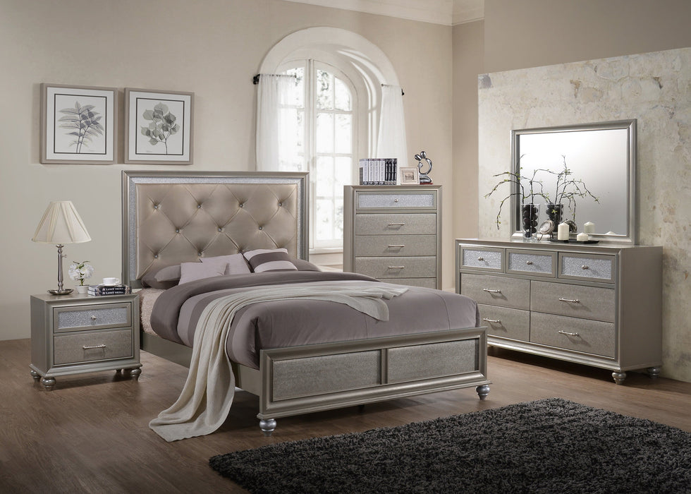 Lila Champagne Upholstered Panel Bedroom Set