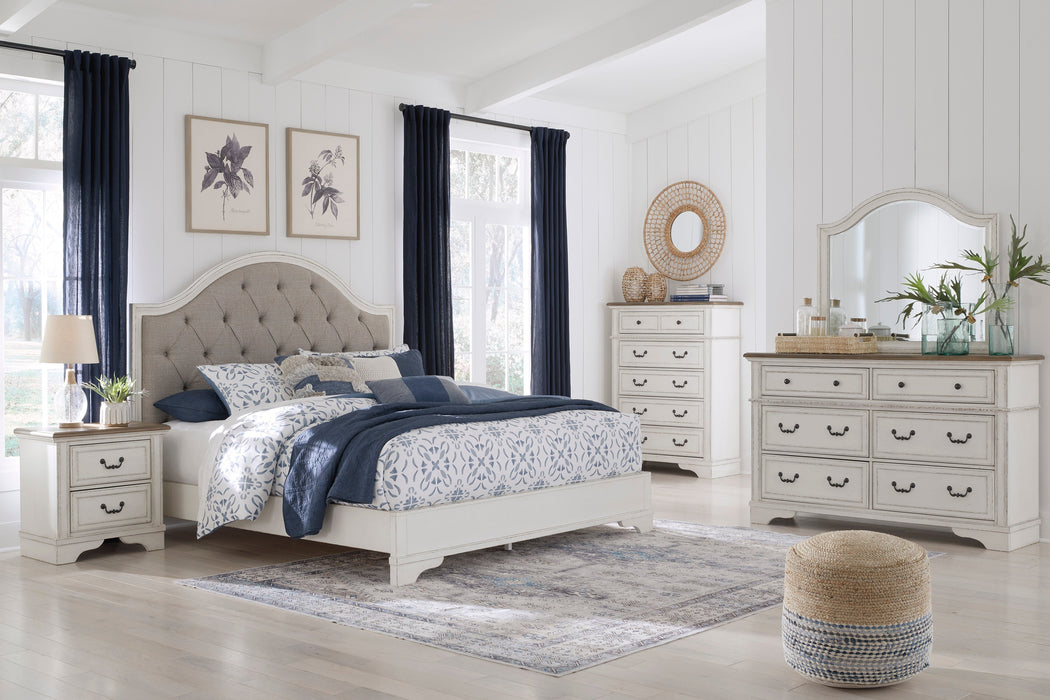 Brollyn Chipped White Upholstered Panel Bedroom Set