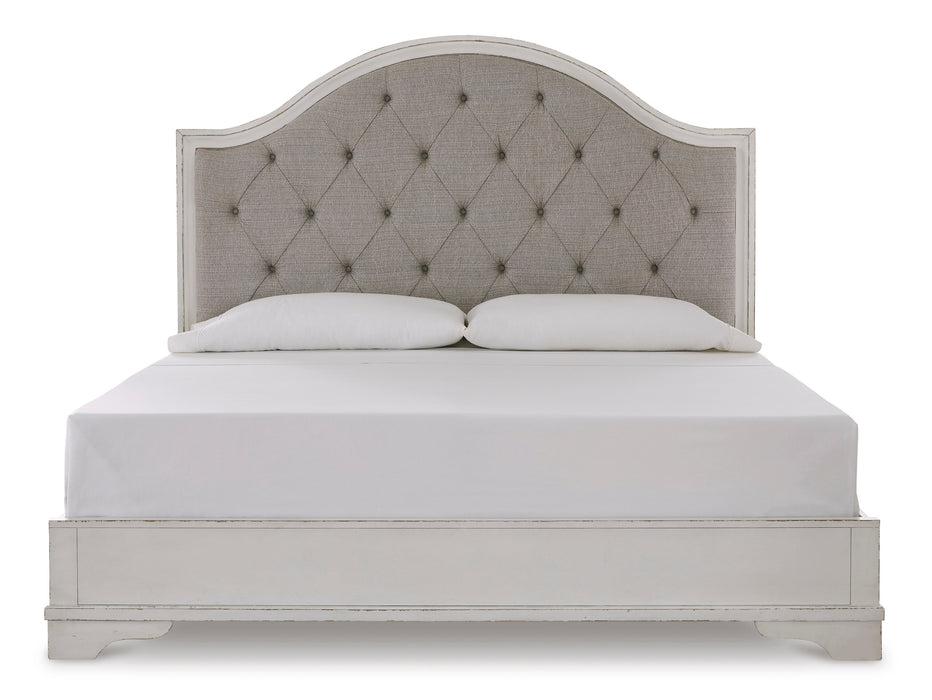 Brollyn Chipped White Upholstered Panel Bedroom Set