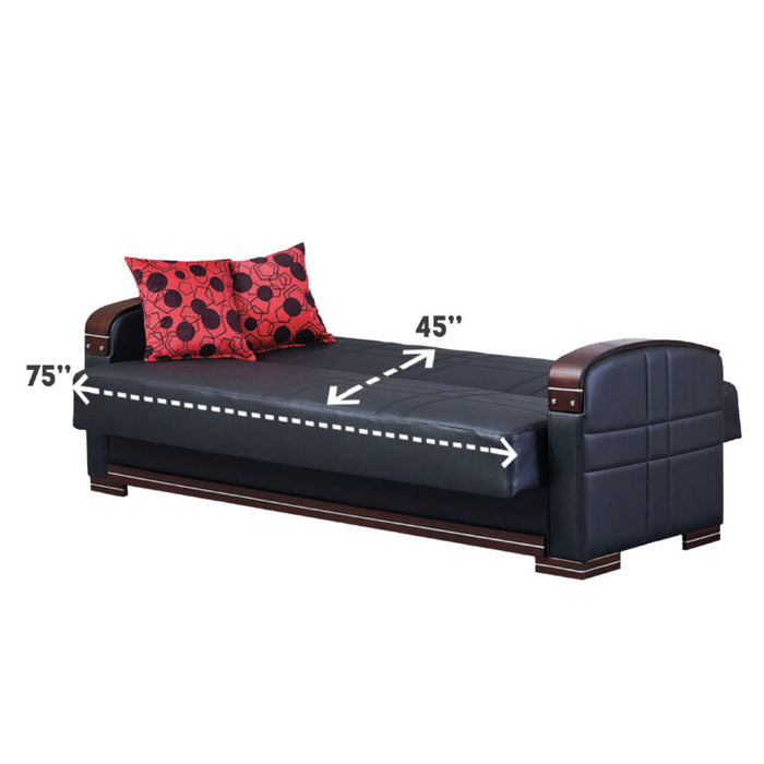 Bronx Convertible Black Sleeper Living Room Set