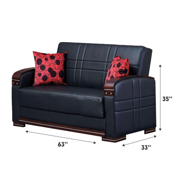 Bronx Convertible Black Sleeper Living Room Set