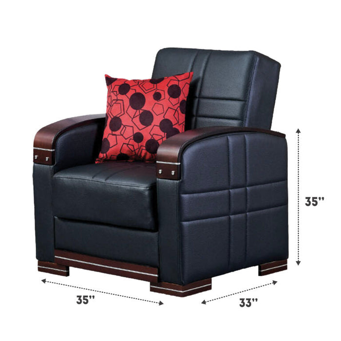 Bronx Convertible Black Sleeper Living Room Set