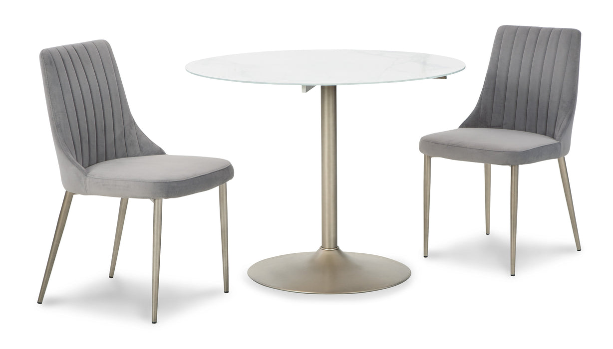 Barchoni Gray 3-Piece Round Dining Set