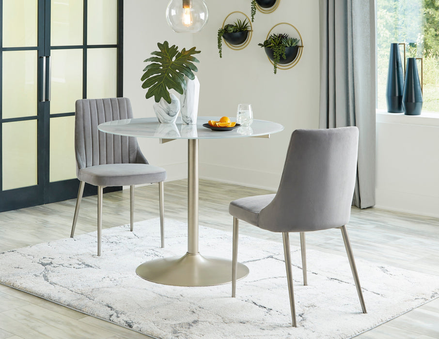 Barchoni Gray 3-Piece Round Dining Set