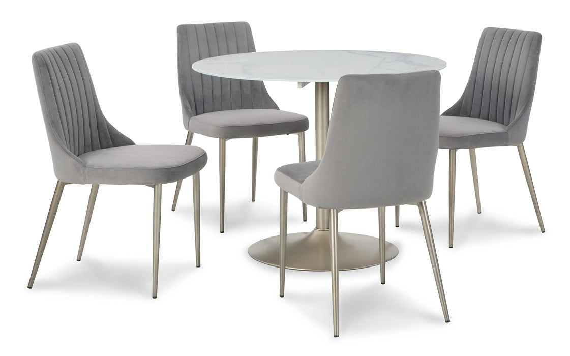 Barchoni Gray 5-Piece Round Dining Set