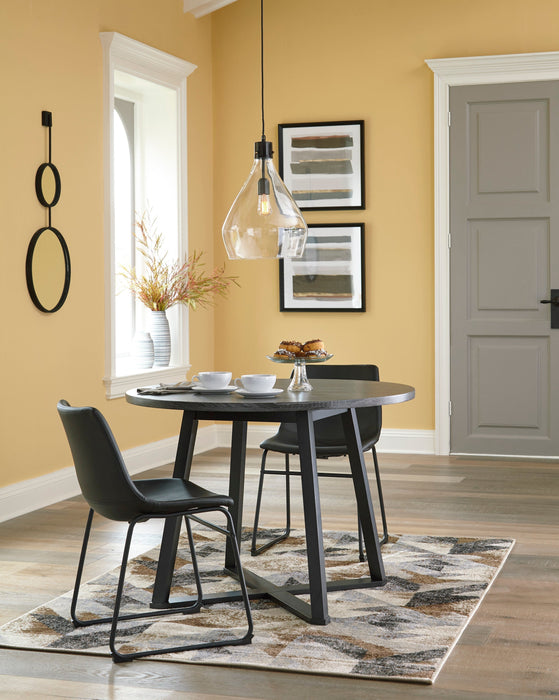 Centiar Gray/Black 3-Piece Round Dining Set