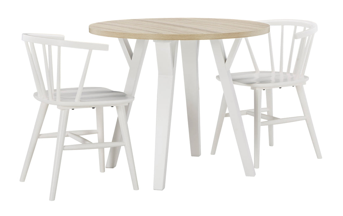 Grannen White 3-Piece Round Dining Set