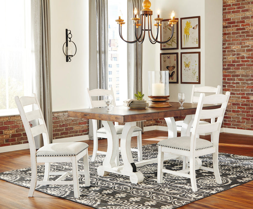 Valebeck Beige/White Rectangular Dining Set