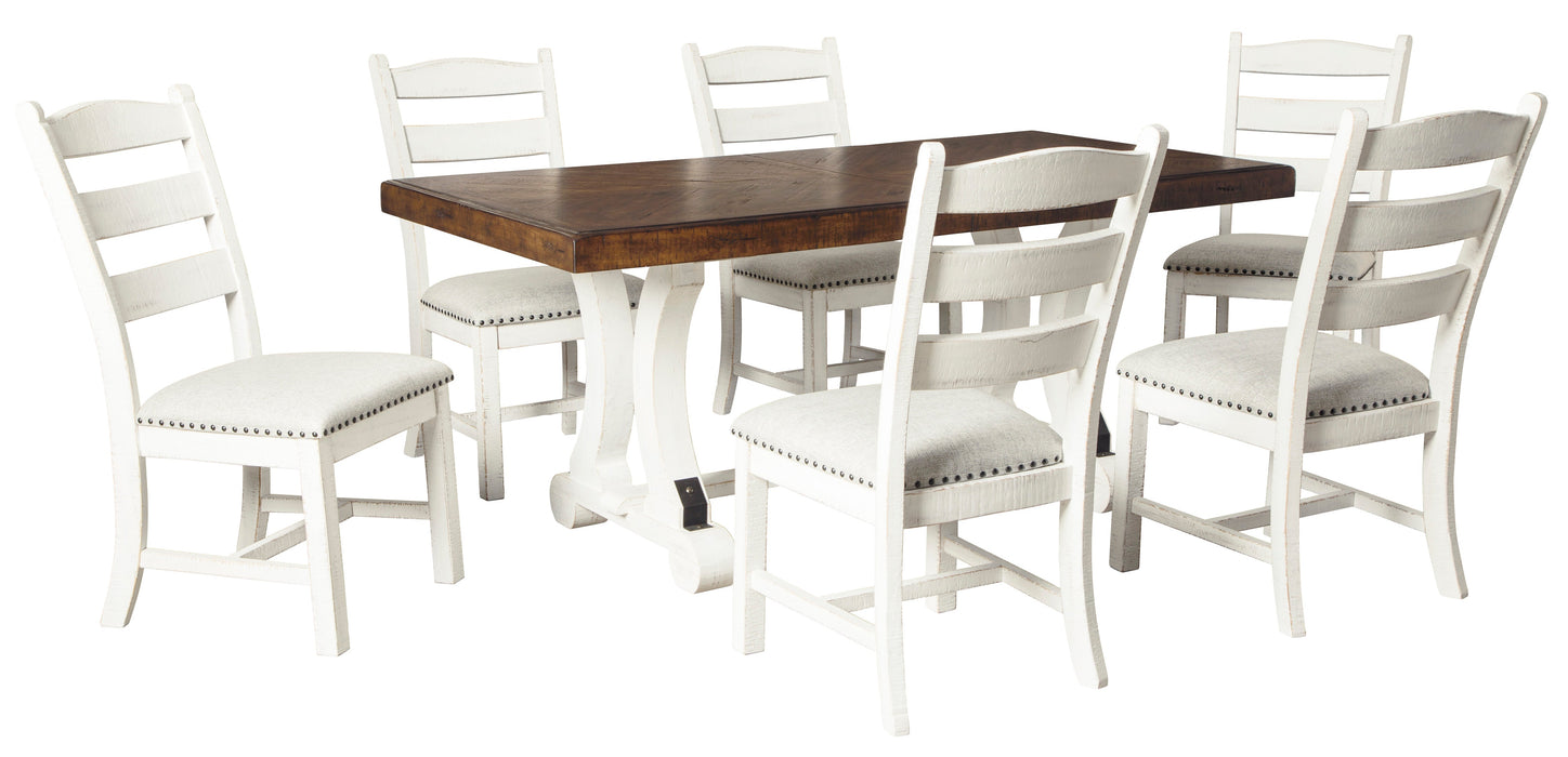 Valebeck Beige/White Rectangular Dining Set