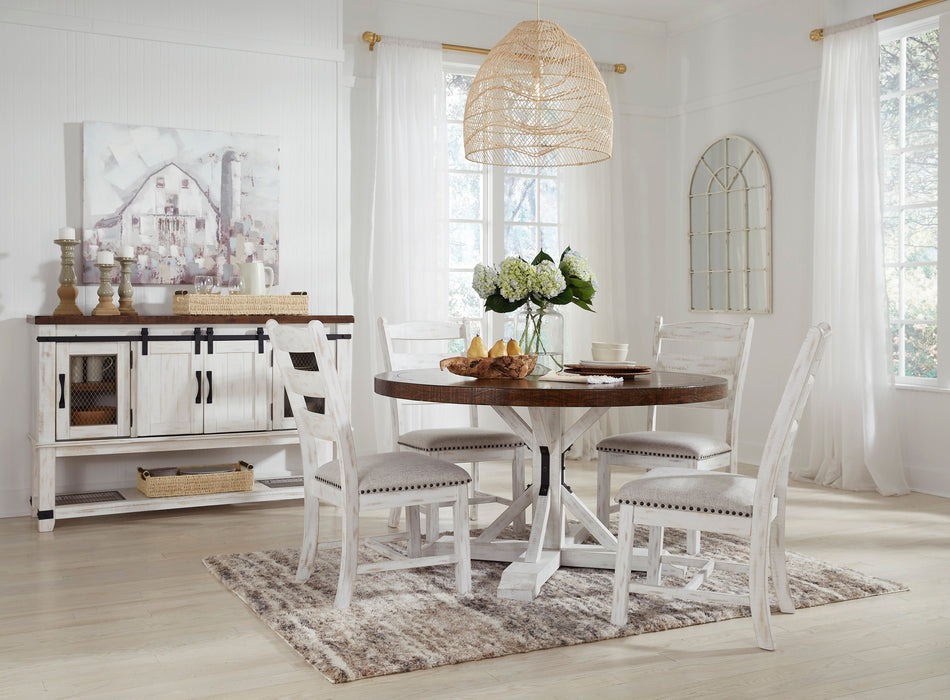 Valebeck Beige/White 5-Piece Round Dining Set