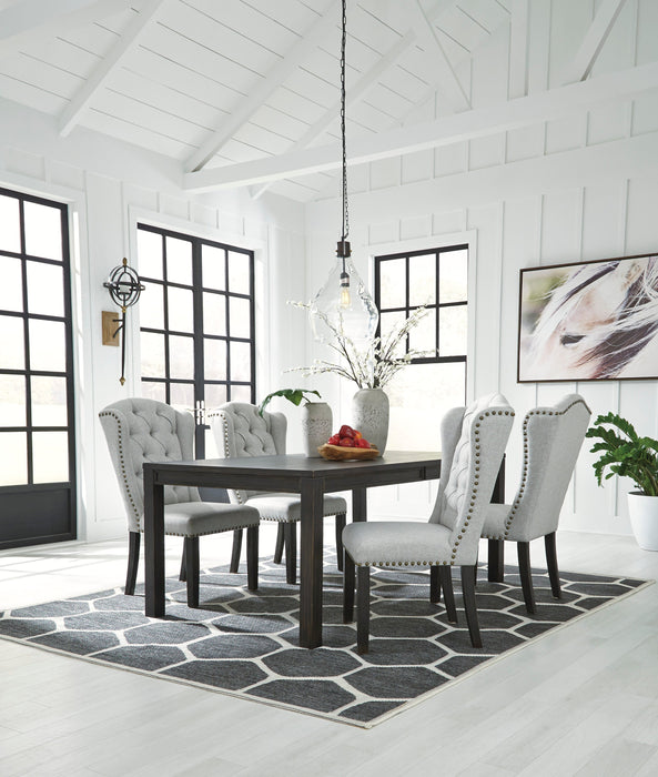 Jeanette Black/Linen Rectangular Dining Set