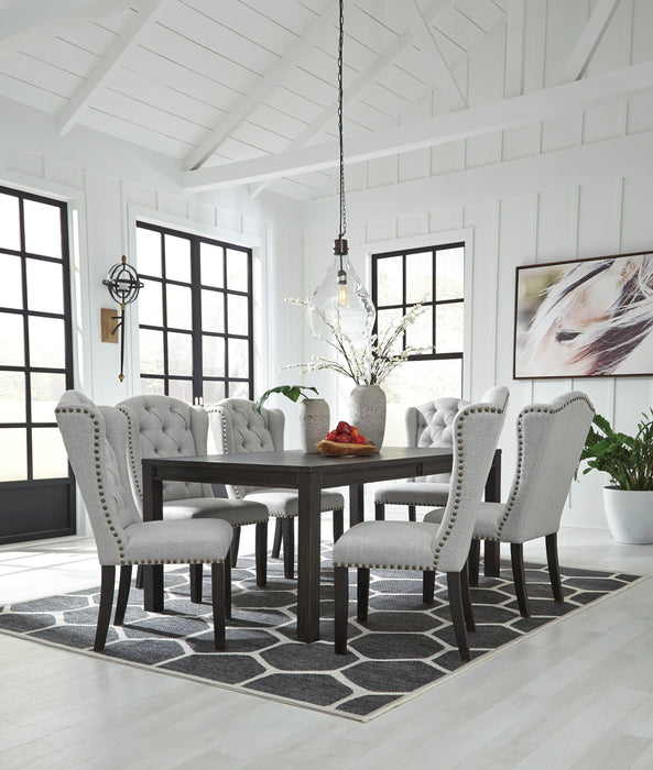 Jeanette Black/Linen Rectangular Dining Set