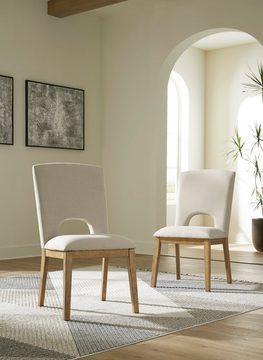 Dakmore Linen/Brown Round Dining Set