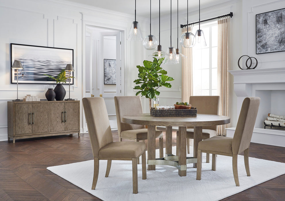 Chrestner Gray/Brown Round Dining Set