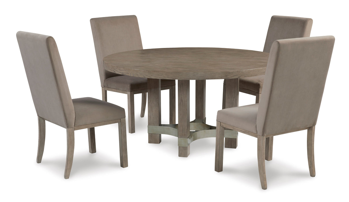 Chrestner Gray/Brown Round Dining Set