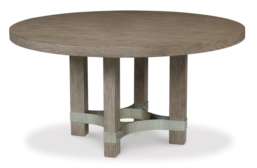 Chrestner Gray/Brown Round Dining Set