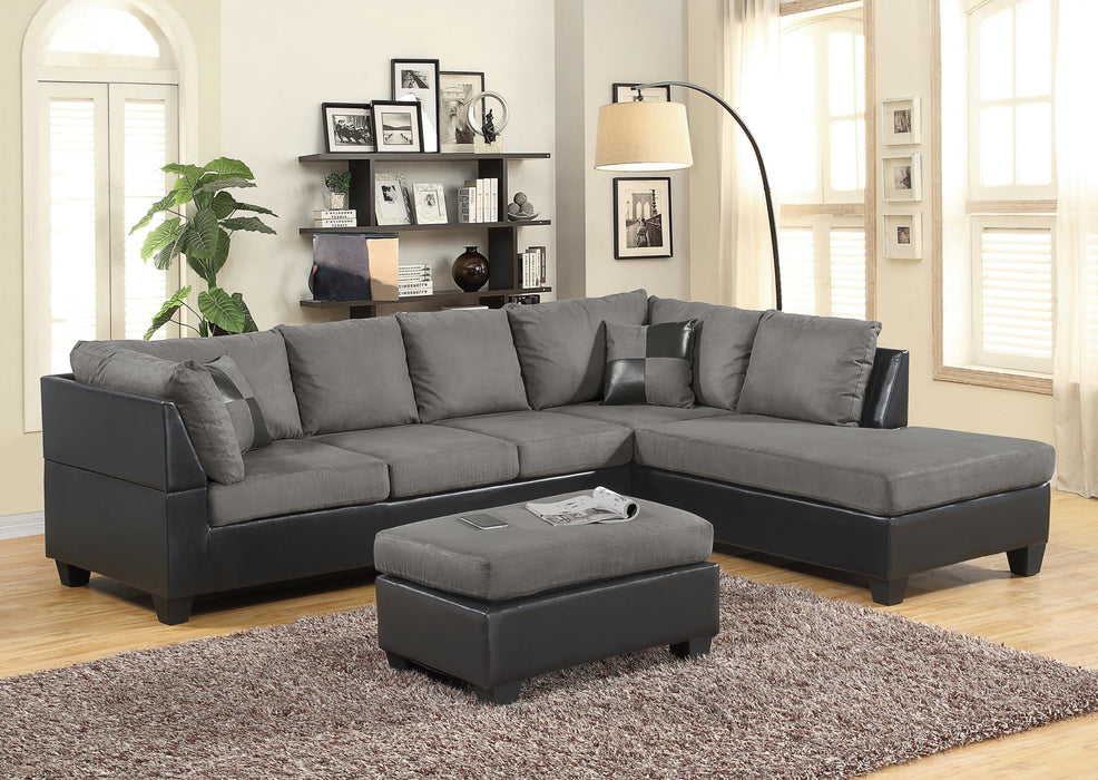 Carex  Gray/Black Sectional With Ottoman