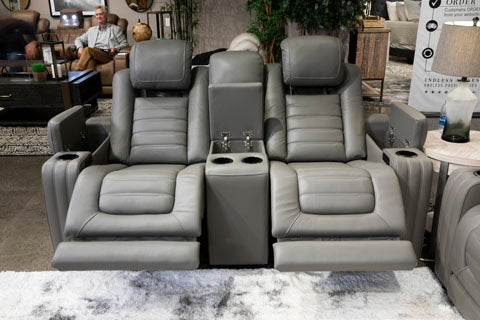 Backtrack Gray Power Reclining Loveseat