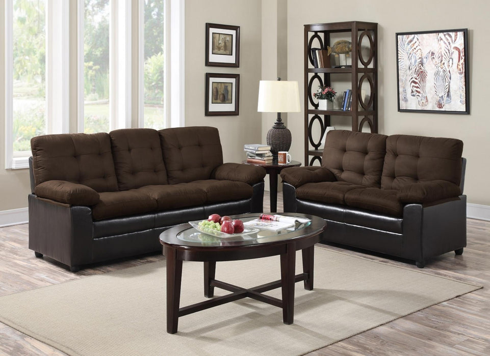 Stephanandra Chocolate Microfiber Sofa/Love Seat