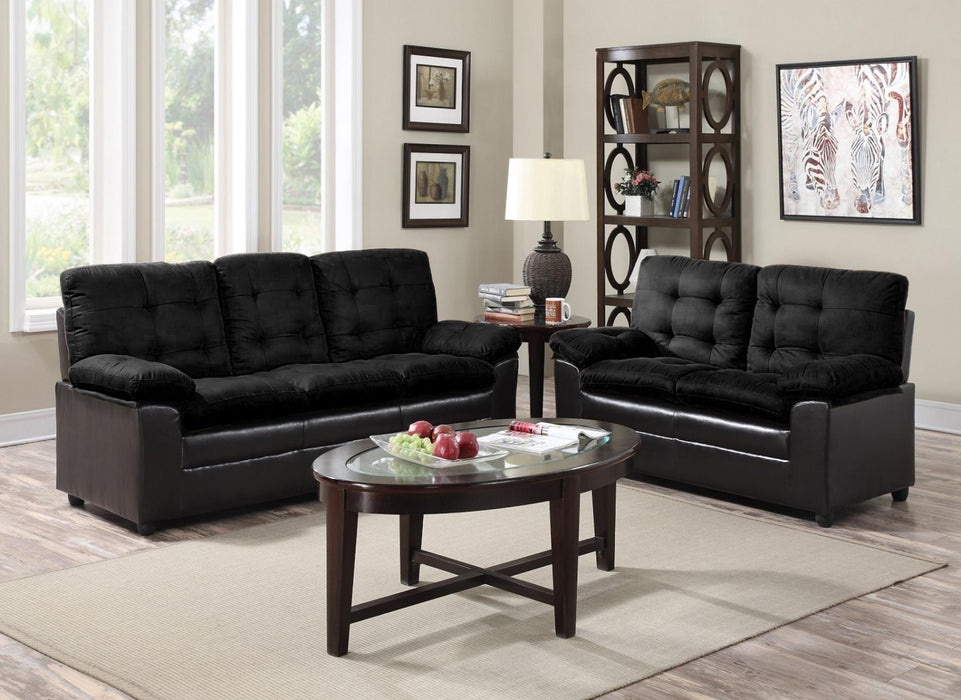 Stewartia Black Microfiber Sofa/Love Seat