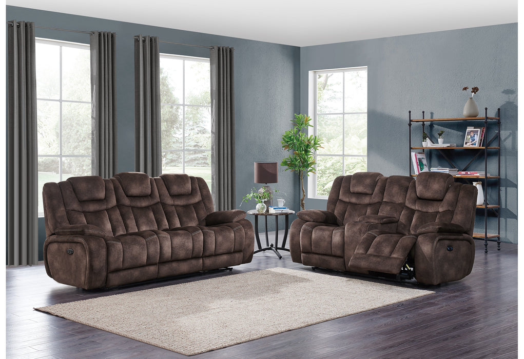 Night Range Chocolate Power Recliner Living Room Set