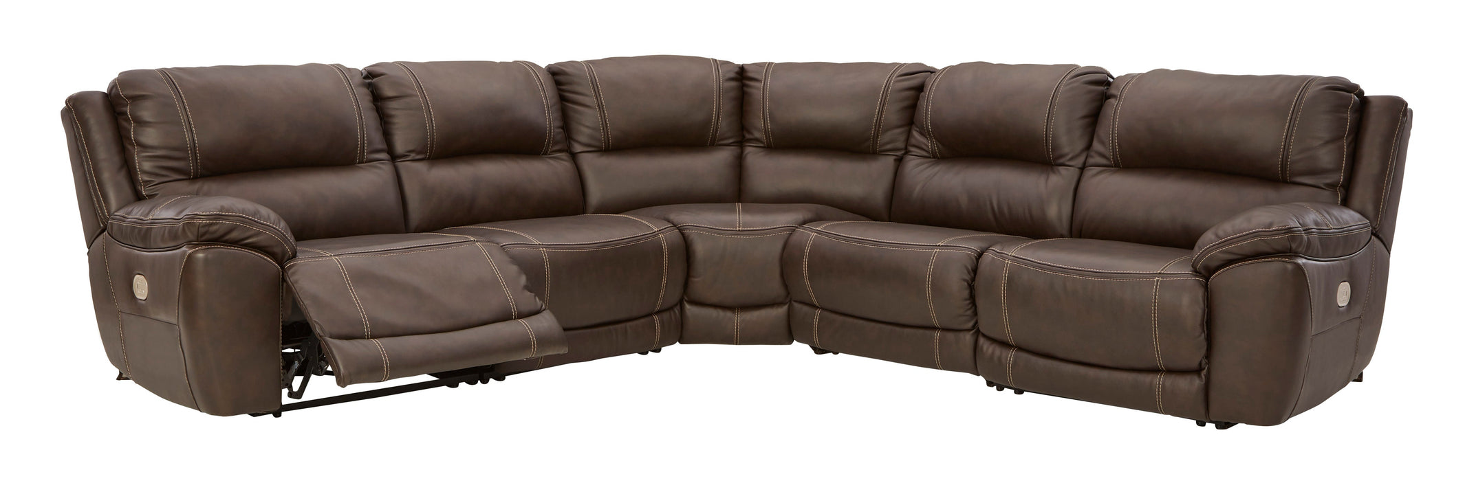 Dunleith Chocolate Power Recliner 5pc Sectionals