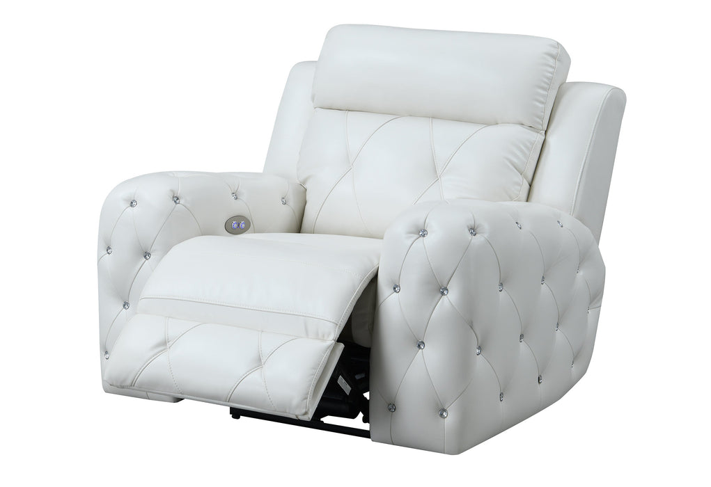 Relax White Power Recliner Living Room Set