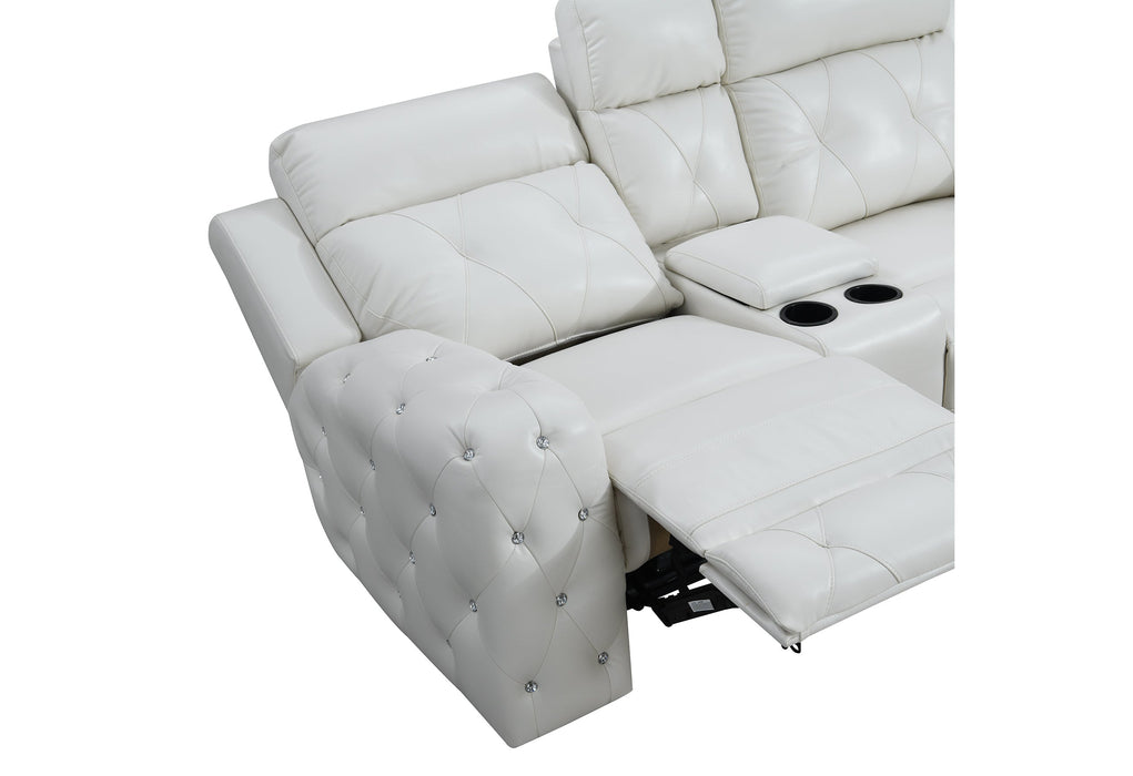 Relax White Power Recliner Living Room Set