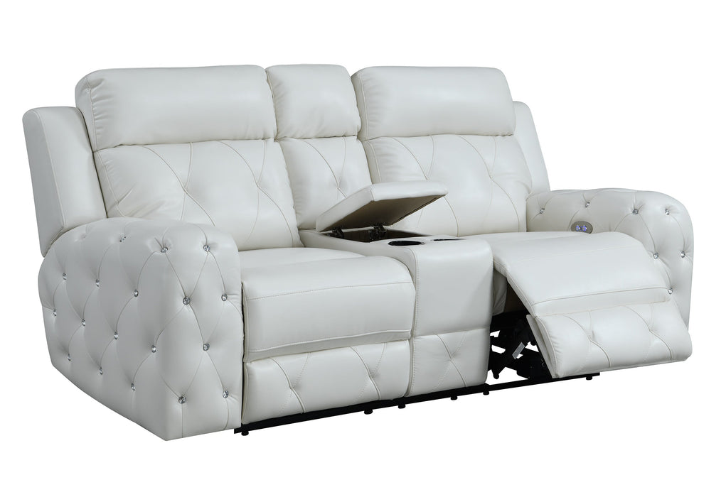 Relax White Power Recliner Living Room Set