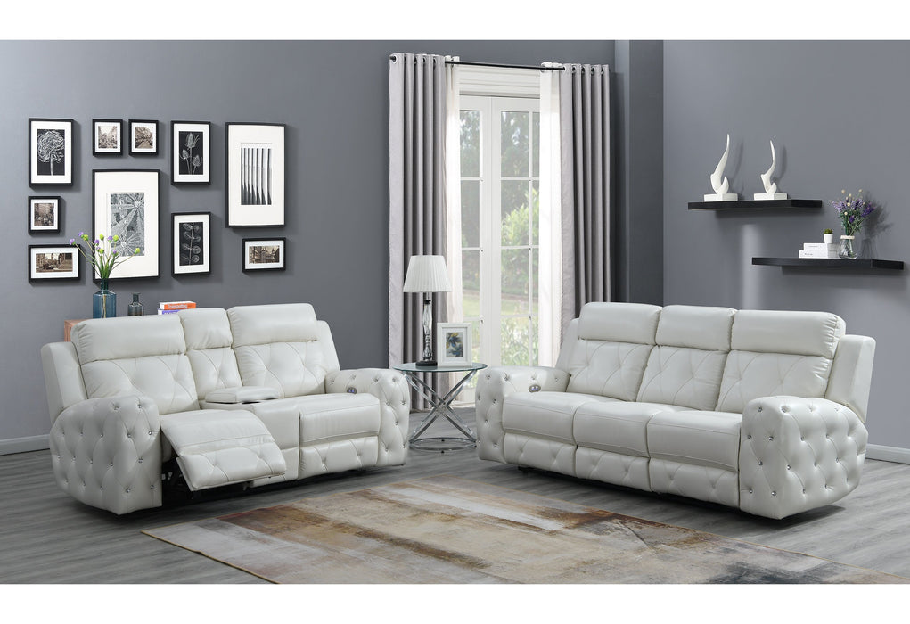 Relax White Power Recliner Living Room Set