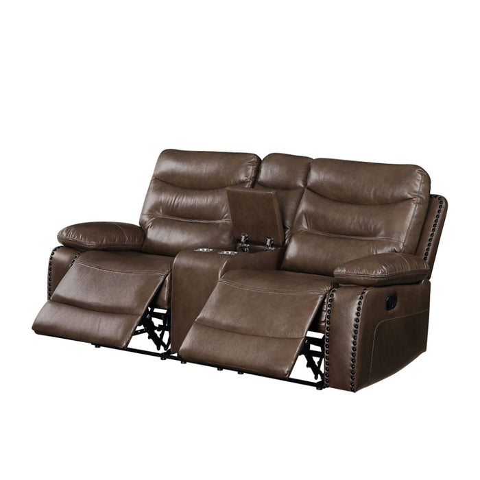 Aashi Brown Leather Reclining Living Room Set