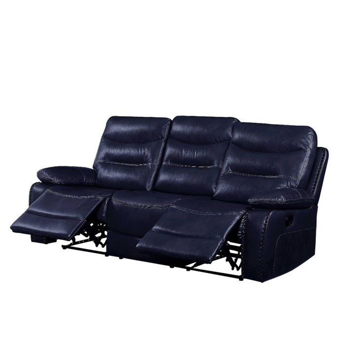 Aashi Navy Leather Reclining Living Room Set