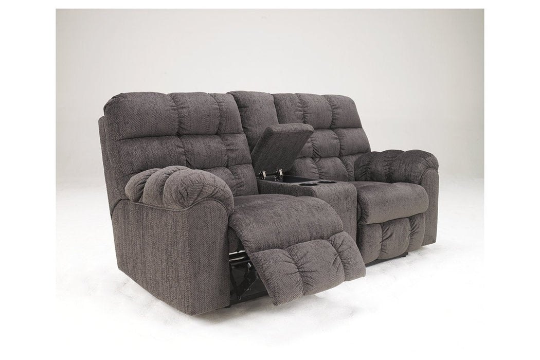 Acieona Slate Reclining Loveseat with Console - 5830094 - Gate Furniture