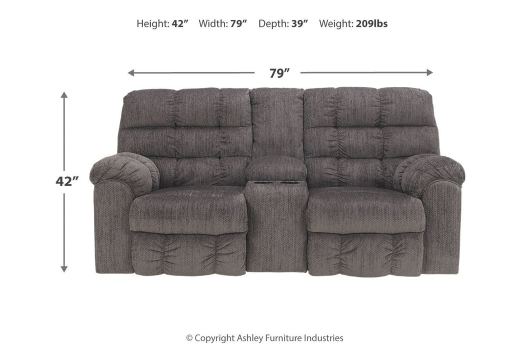 Acieona Slate Reclining Loveseat with Console - 5830094 - Gate Furniture