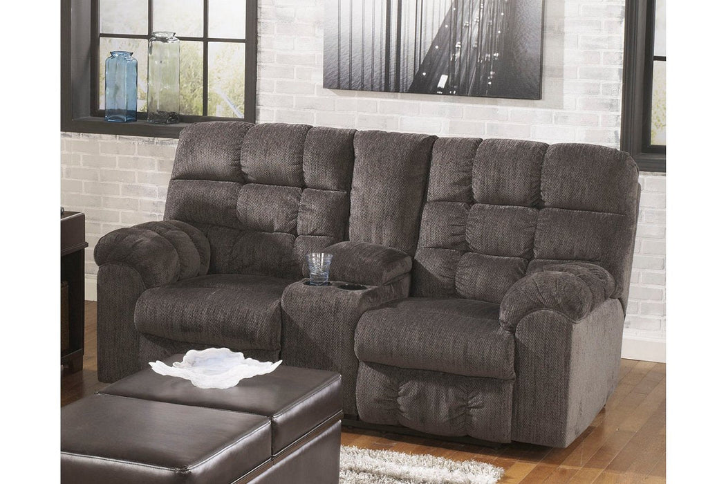 Acieona Slate Reclining Loveseat with Console - 5830094 - Gate Furniture