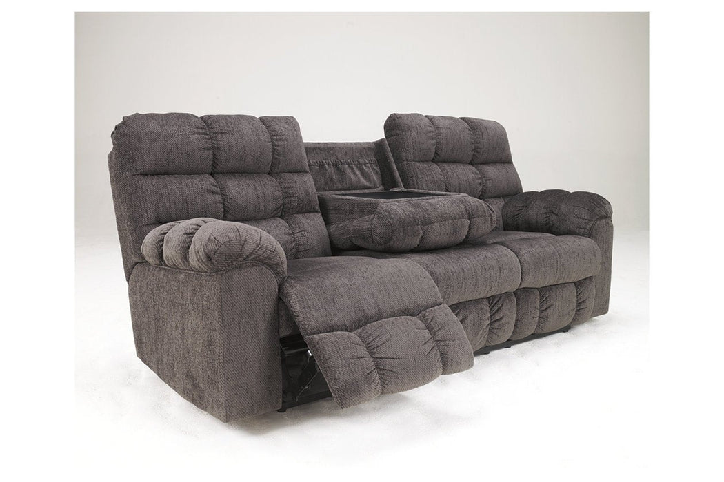 Acieona Slate Reclining Sofa with Drop Down Table - 5830089 - Gate Furniture