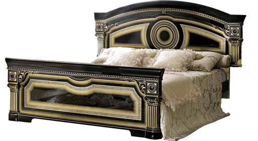 Aida Bed Black W/Gold Queen - In Stock Furniture