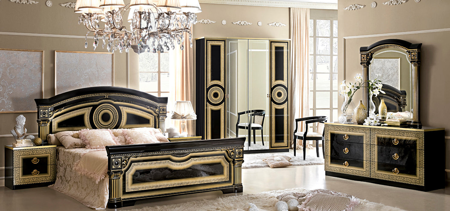 Aida Bed Black W/Gold Queen - In Stock Furniture