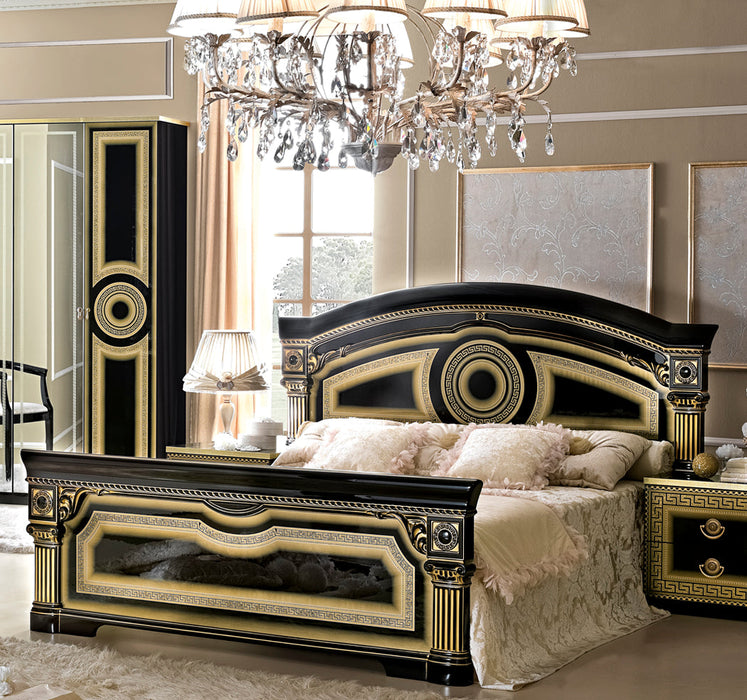 Aida Bed Black W/Gold Queen - In Stock Furniture