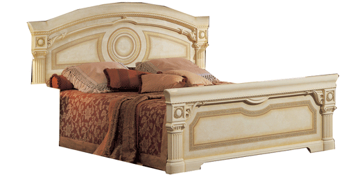 Aida Bed Ivory W/Gold Queen - In Stock Furniture