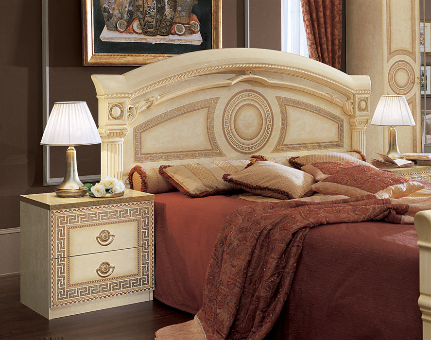 Aida Bed Ivory W/Gold Queen - In Stock Furniture