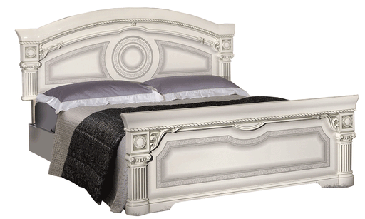 Aida Bed White W/Silver Queen - In Stock Furniture