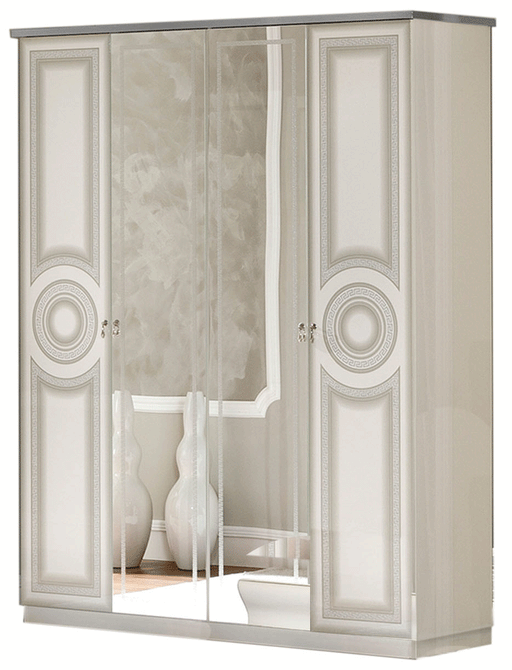 Aida White/Silver 4 Door Wardrobe - i23964 - In Stock Furniture